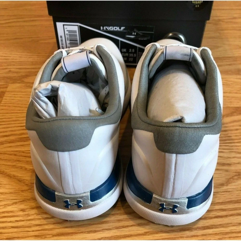 Under Armour Performance Spikeless Golf Shoes White/Blue Women's Size 5‎ 1297176 - Picture 3 of 6